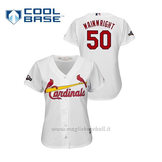 Maglia Baseball Donna St. Louis Cardinals 50 Adam Wainwright 2019 Postseason Cool Base Bianco